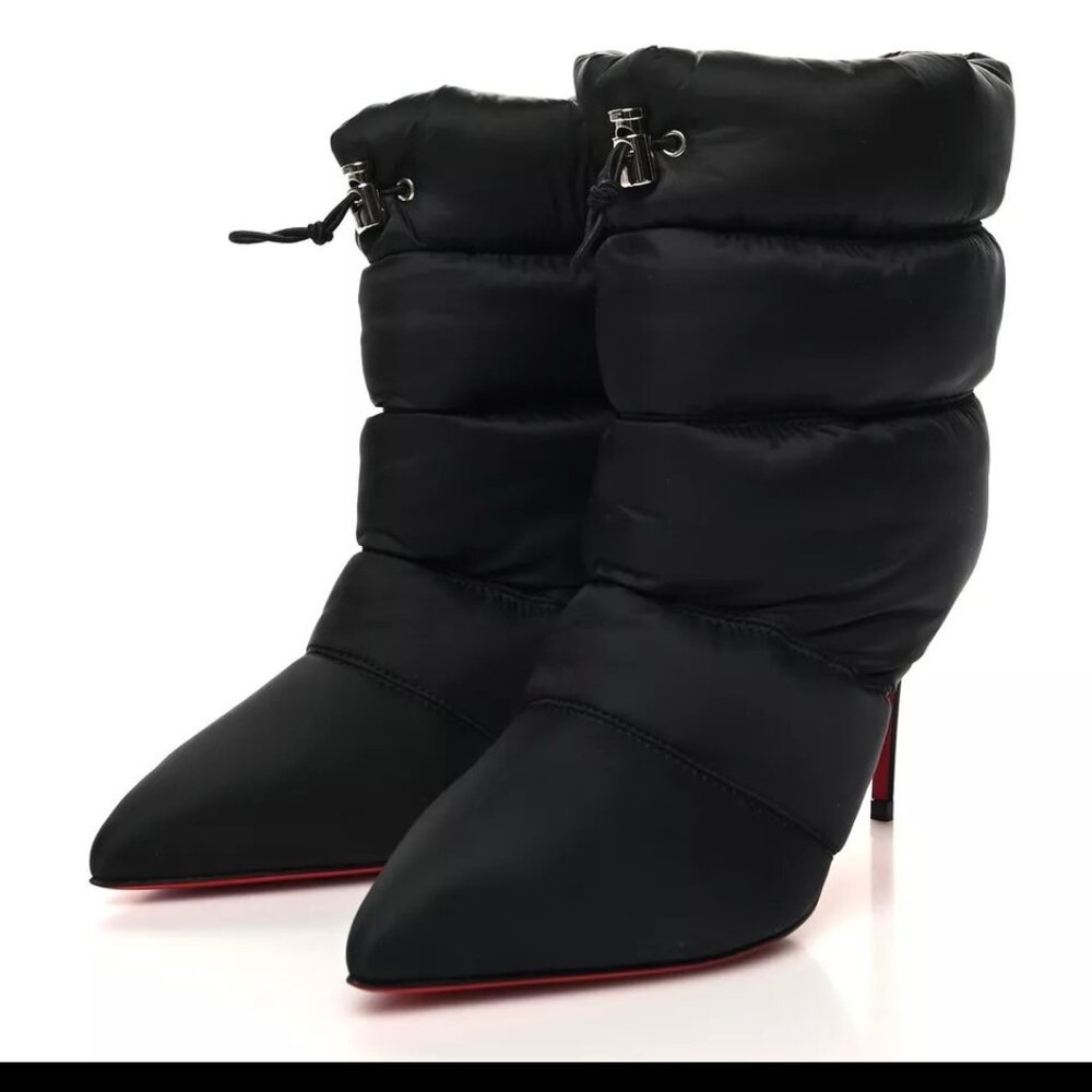NIB CHRISTIAN LOUBOUTIN 'Astro Pointue Tissu Doudoune' Nylon Boots size 38.5
